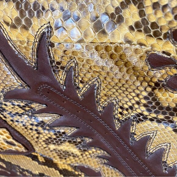 Ralph Lauren Collection Italian Tan Python Western Flame Stitch Hobo Handbag - Picture 11 of 16